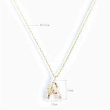Colorful Zircon Initial Pendant Necklace For Women