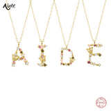Colorful Zircon Initial Pendant Necklace For Women
