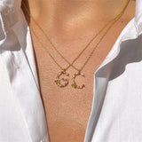925 Silver A-Z Letters Pendant Necklace Women Boho Zircon Pearl Initial Alphabet