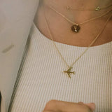 925 Silver Airplane Pendant Necklace Women Girls Aircraft Chain Choker Gift