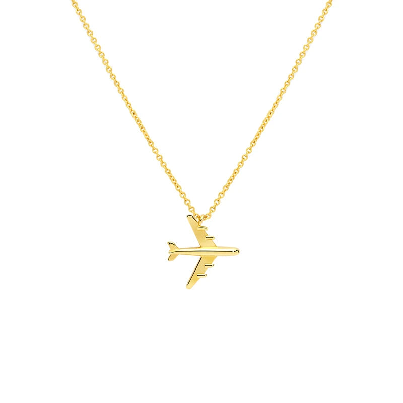 925 Silver Airplane Pendant Necklace Women Girls Aircraft Chain Choker Gift