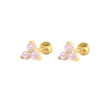 925 Silver Pink Crystal Pave Hoop Earrings Pink CZ Stone Charm Jewelry