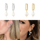 925 Silver Pearl Earrings Round Pearls Dangle Wedding Party Jewelry