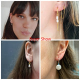 925 Silver Pearl Earrings Round Pearls Dangle Wedding Party Jewelry