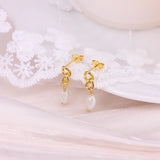 925 Silver Pearl Earrings Round Pearls Dangle Wedding Party Jewelry