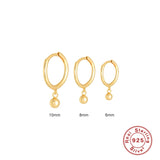 925 Sterling Silver Beads Pendant Hoop Earrings For Women Girls Gift