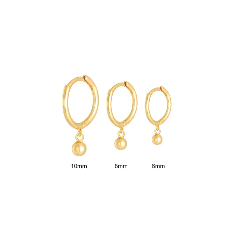 925 Sterling Silver Beads Pendant Hoop Earrings For Women Girls Gift