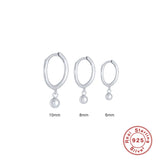 925 Sterling Silver Beads Pendant Hoop Earrings For Women Girls Gift