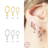 925 Sterling Silver Beads Pendant Hoop Earrings For Women Girls Gift
