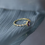 925 Sterling Silver Big Purple Oval Zircon Rings For Women