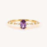 925 Silver Purple Zircon Ring Rainbow Crystal Pave Wedding Jewelry
