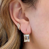925 Silver Zircon Charm Earrings 18K Plated Party Jewelry
