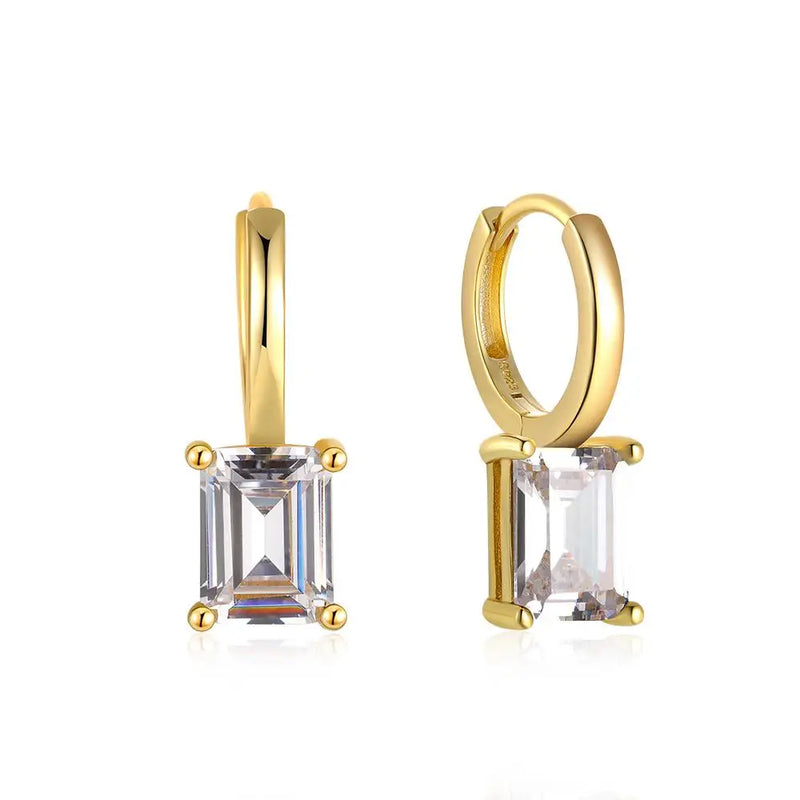 925 Silver Zircon Charm Earrings 18K Plated Party Jewelry