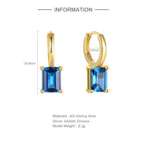 925 Silver Zircon Charm Earrings 18K Plated Party Jewelry