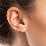 925 Silver Purple Zircon Ear Cuffs Double Layer Beads Clip Earrings