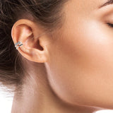 925 Silver Purple Zircon Ear Cuffs Double Layer Beads Clip Earrings