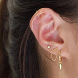 925 Silver Purple Zircon Ear Cuffs Double Layer Beads Clip Earrings