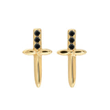 925 Sterling Silver Zircon Cross Dagger Stud Earrings for Women