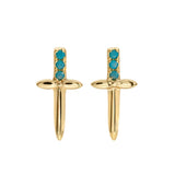 925 Sterling Silver Zircon Cross Dagger Stud Earrings for Women