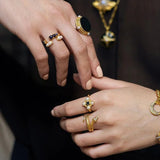 925 Silver Zircon Shell Pearl Adjustable Rings Women Opening Rings