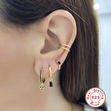 925 Silver Flower Pendant Hoop Earrings Zircon Boho Jewelry Set