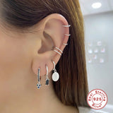925 Silver Flower Pendant Hoop Earrings Zircon Boho Jewelry Set