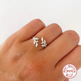 925 Silver Zircon Open Finger Ring Woman Engagement Jewelry