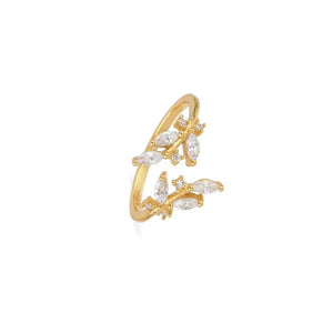 925 Silver Zircon Open Finger Ring Woman Engagement Jewelry