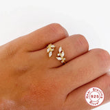 925 Silver Zircon Open Finger Ring Woman Engagement Jewelry