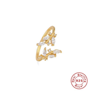 925 Silver Zircon Open Finger Ring Woman Engagement Jewelry