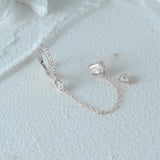 925 Silver Zircon Chain Hoop Earring Women Wedding Party Gift
