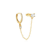 925 Silver Zircon Chain Hoop Earring Women Wedding Party Gift