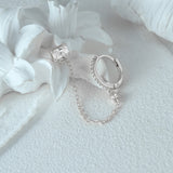 925 Silver Zircon Chain Hoop Earring Women Wedding Party Gift