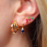 925 Silver CZ Zircon Drop Earrings Sapphire Crystal
