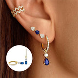 925 Silver CZ Zircon Drop Earrings Sapphire Crystal