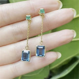 925 Silver CZ Zircon Drop Earrings Sapphire Crystal