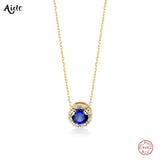 925 Silver Green Red CZ Zircon Pendant Necklace Choker for Women