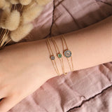 925 Silver Green Zircon Charm Bracelet Double Layer Chain Stackable Jewelry