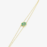 925 Silver Green Zircon Charm Bracelet Double Layer Chain Stackable Jewelry