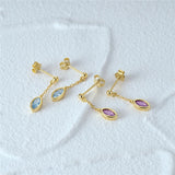 925 Silver Purple Zircon Tassel Earrings 18k Fine Jewelry