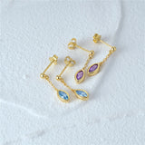 925 Silver Purple Zircon Tassel Earrings 18k Fine Jewelry