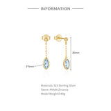 925 Silver Purple Zircon Tassel Earrings 18k Fine Jewelry