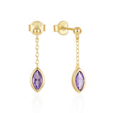 925 Silver Purple Zircon Tassel Earrings 18k Fine Jewelry