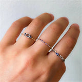925 Sterling Silver Purple Zircon Stackable Rings Wedding Engagement Jewelry