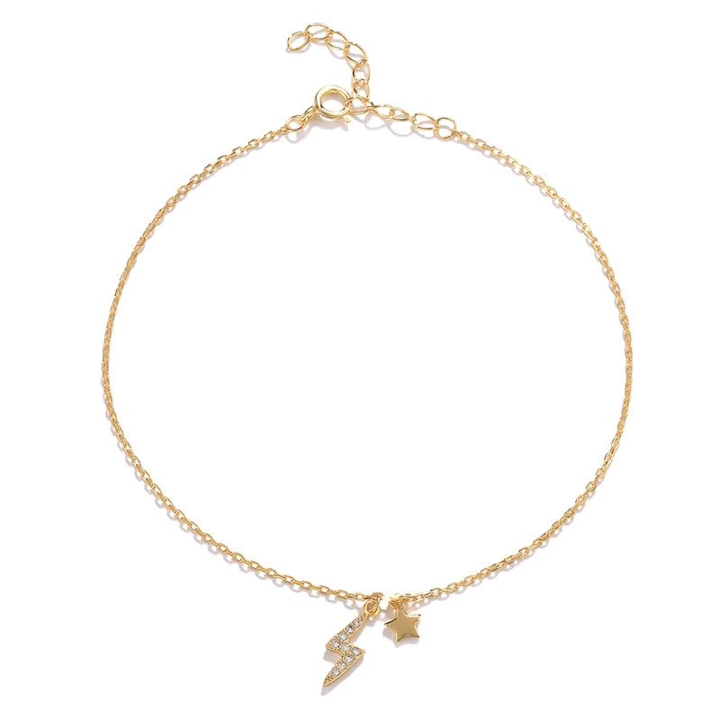 925 Silver Bohemia Zircon Star Anklet Bracelet