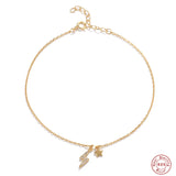925 Silver Boho Zircon Star Lightning Chain Anklet