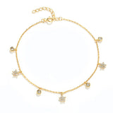 925 Silver Bohemia Zircon Star Anklet Bracelet