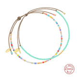 925 Silver Boho Candy Beads Rope Bracelets Women Girl Summer Jewelry