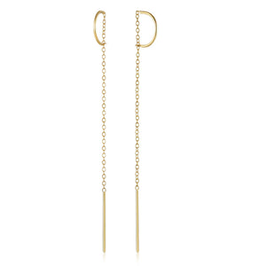 925 Silver C Shape Tassel Drop Earrings 18k Wedding Party Gift