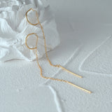 925 Silver C Shape Tassel Drop Earrings 18k Wedding Party Gift